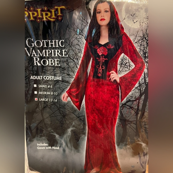 Spirit Gothic Vampire Robe Red And Black - Picture 1 of 6